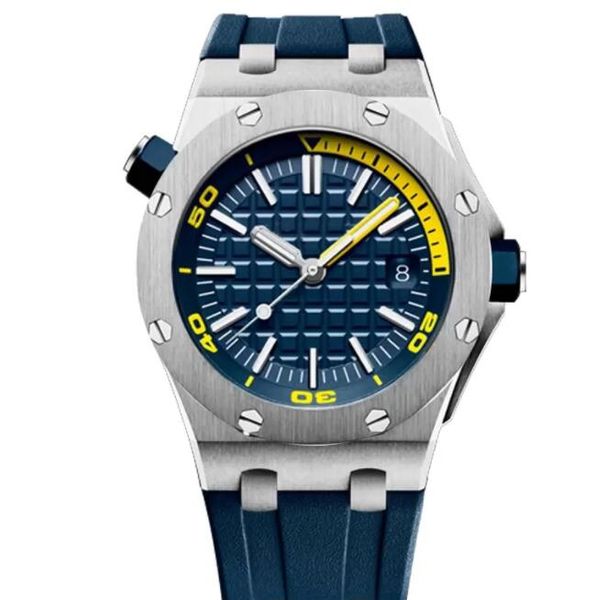 

mens automatic mechanical movement watches sapphire glass 5 atm waterproof rubber watchband diving super luminous mens watch 2021, Slivery;brown