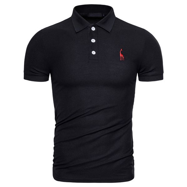 

cotton men's short sleeve t-shirt men's deer embroidered polo shirt men summer fashion polo clothing custom 220608, White;black