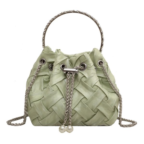 

designer buket bag high-texture folded oxford purse chain cross-body handbag with diamante pocket in luxury style