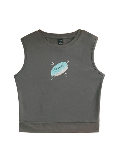 

x lillian strange donut print tank h8tr#, White