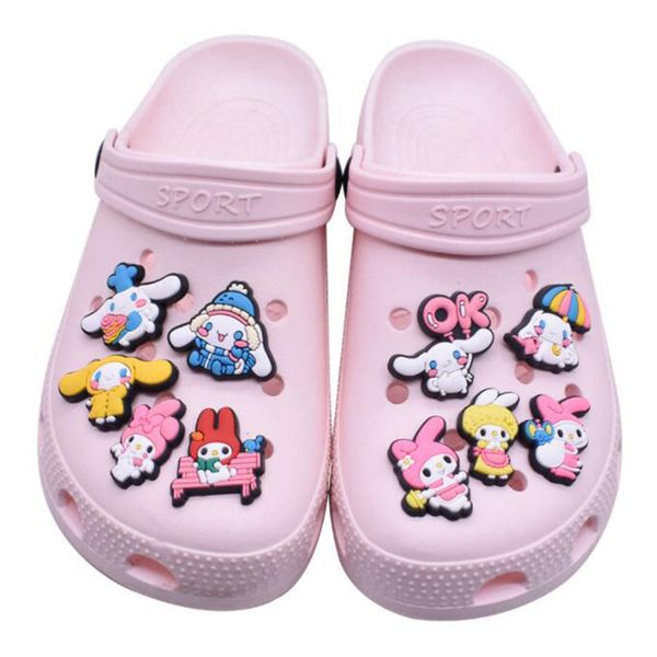 

fast delivery wholesale bunny croc charms clog shoes accessories and wristband bracelet decoration, White;pink