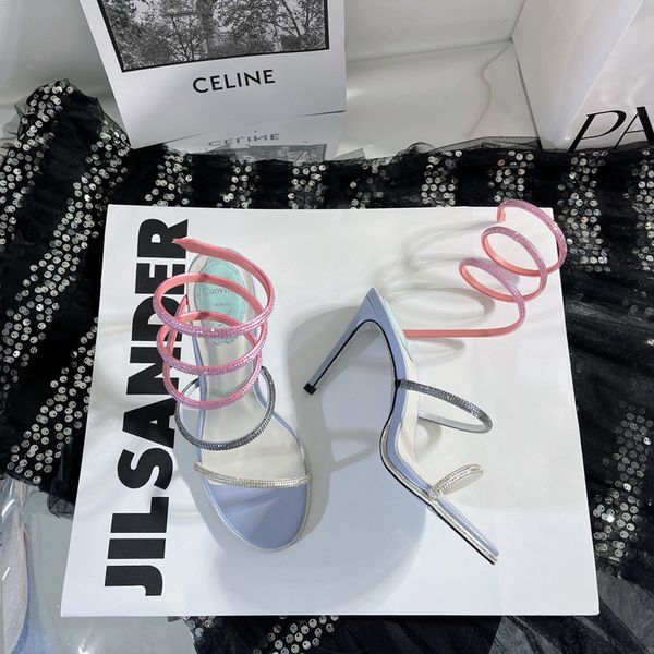 

caovilla .5cm rene cleo embellished sandals rhinestones strass stiletto heels evening shoes women high heeled luxury designers wraparound, Black