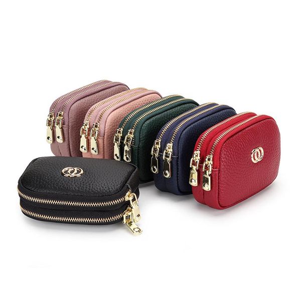

purse leather girl zero wallet mini coin bags hand carry bag security boy receive zip genuine leather classification change3051, White