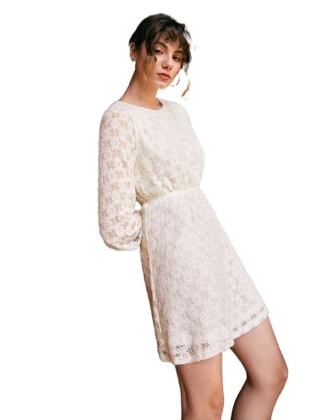 

solid floral scoop neck dress y6hl#, Black;gray