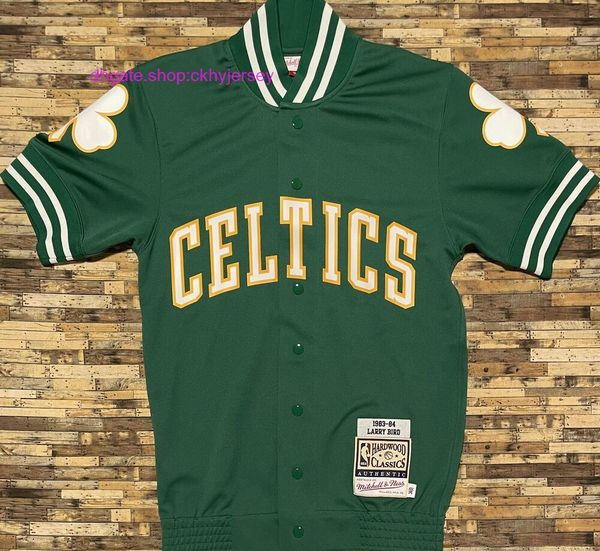 

stitched authentic mitchell & ness bos larry bird warm up shooting basketball jerseys mens kids throwback jersey, Black