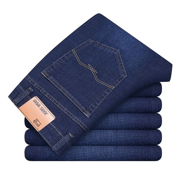 

shan bao men's classic business casual fitted straight leg comfortable cotton stretch spring jeans fashion brand jeans 210318, Blue