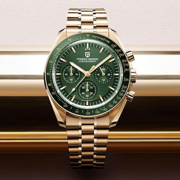 

hbp pagani design luxury moon gold quartz watch for men sport speed chronograph automatic date wristwatch 2022 new men's watches 220718, Slivery;brown