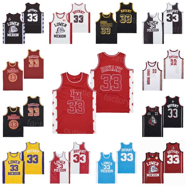 

movie college 33 bryant lower merion high school basketball jersey university team color black blue white red yellow all stitched hiphop for