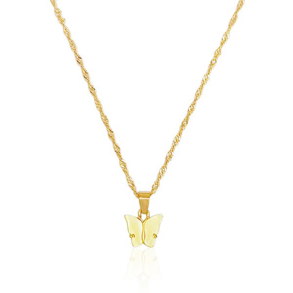 

butterfly pendant choker necklace for women friendship gift wish card collares jewelry chain ey3481, Silver