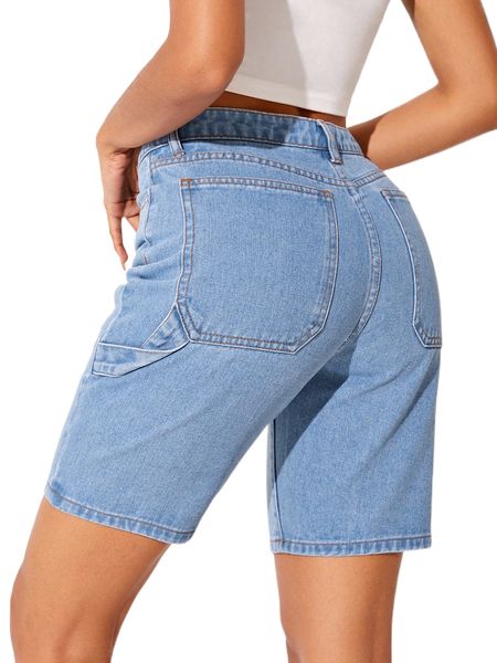 

washed bermuda denim shorts o2hm#, White;black