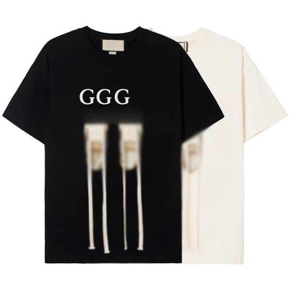 

22s designer new spring and summer round collar t-shirt for men and women long shoelaces matching color digital printing logo craft black ap, White