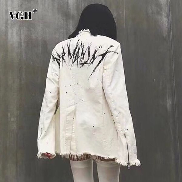 

print high street blazer for women notched long sleeve casual hit color blazers female spring fashionable clothing 210507, White;black