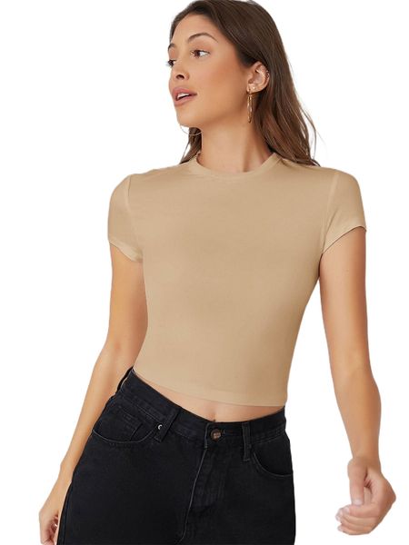 

cap sleeve solid crop 37bo#, White