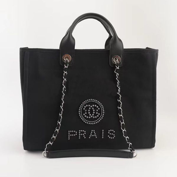 

fashion women classic label pearl beach bags brand ch luxury canvas evening bag female big handbags designers ladies backpack portable large