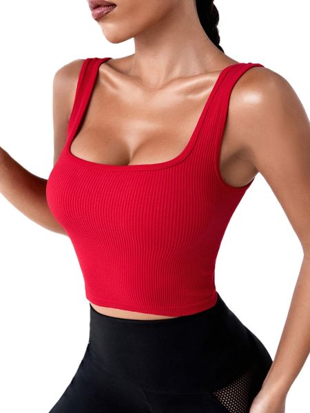 

solid ribbed knit sports tank c7il#, Gray