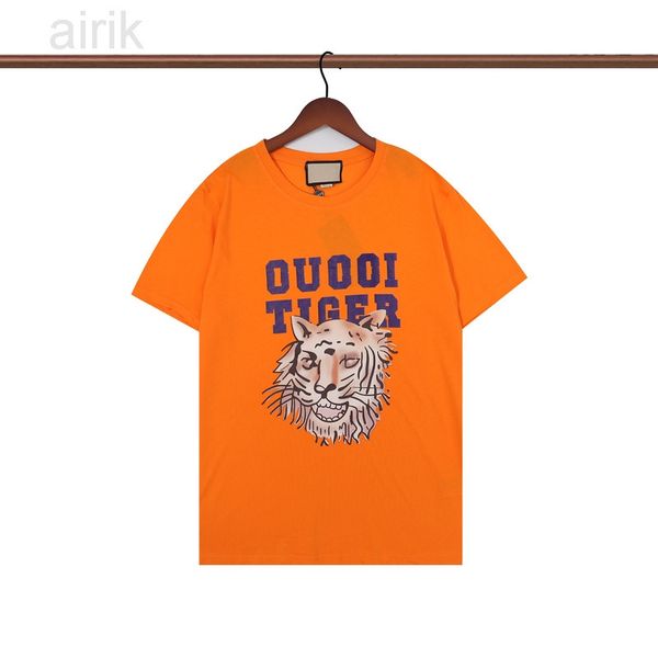 2023 Homens Camisetas Designer Animal Tigre Homens e Mulheres Lazer T-shirt High Street Moda Carta Imprimir Top Redondo Pescoço Algodão Rosa Vermelho Azul