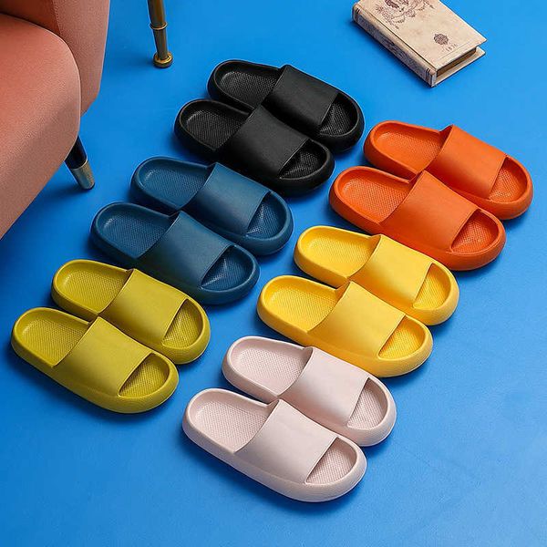 

women thick platform slippers men lndoor bathroom anti-slip slide sandals summer comfortable soft couples household shoes ladies, Black