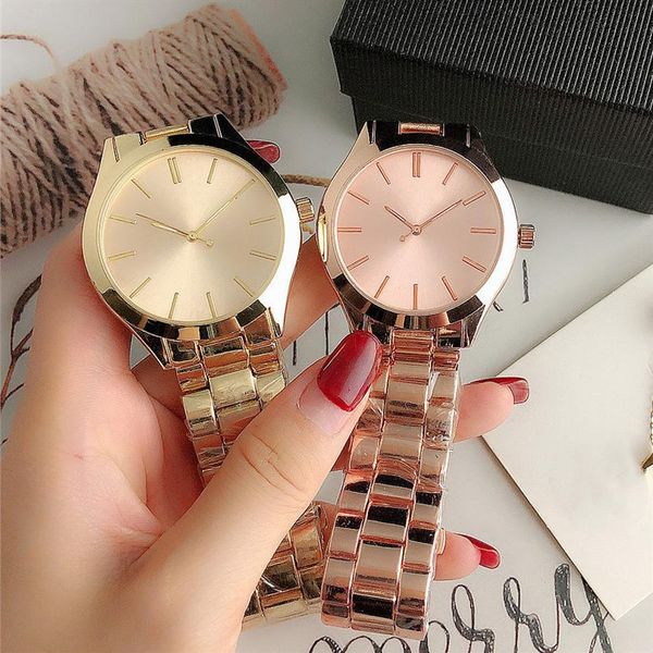 

brand watches women girl classic style metal steel band quartz wrist watch m136273v, Slivery;brown