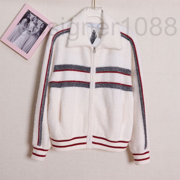 

women's sweaters designer 2022 spring and autumn long sleeve cardigan small fresh lapel stripe five pointed star embroidered cashmere s, White;black