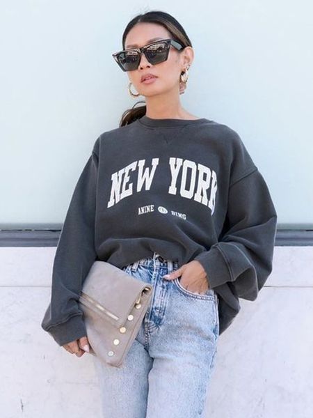 

york washed faded sweatshirt women autumn winter vintage cotton streetwear hoodies femme oversized sweatshirts 220815, Black