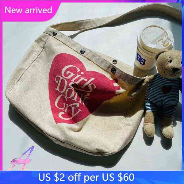 

human made messenger bags girls don't cry japanese couple canvas tote casual bag t220803