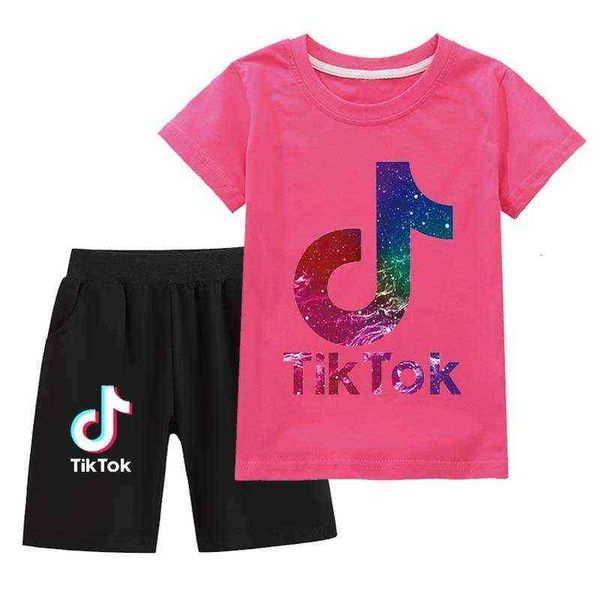 

tiktok casual suit boys' and girls' t-shirts and shorts 40002, White