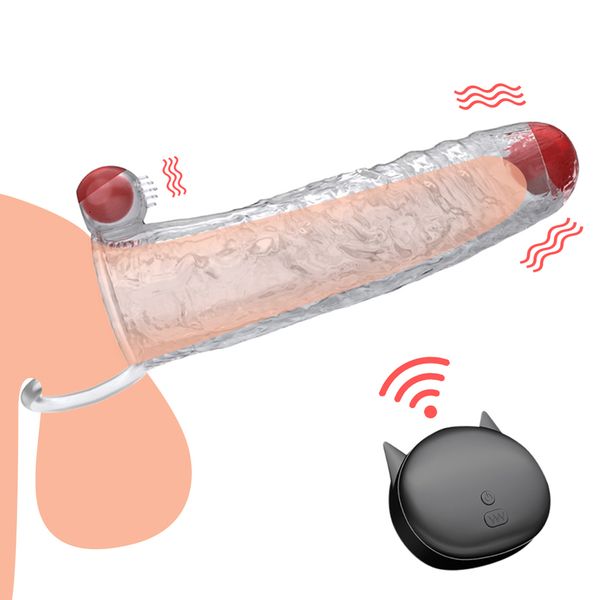 

massager condom toy men delay lock sperm fine vibrating penis set enhancer ring extender sleeve erection dick cock toys for