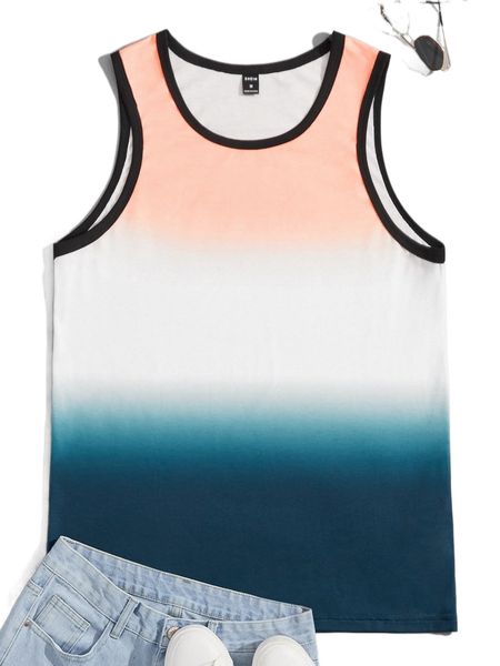 

men ombre contrast binding tank g7eg#, White;black