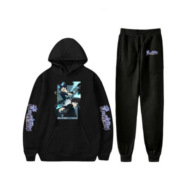 Herren-Trainingsanzüge, Anime Blue Exorcist Herren-Sportbekleidungssets, lässiger Trainingsanzug, zweiteiliges Set, Oberteil und Hose, Trainingsanzug, männliche Sportanzüge, S