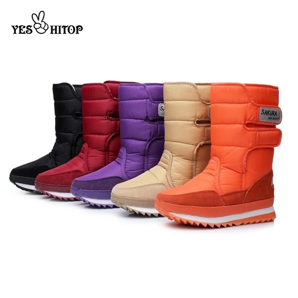 

eur3545 snow boots women waterproof hiking warm flats winter boots woman ladies shoes botas mujer neve y200115, Black