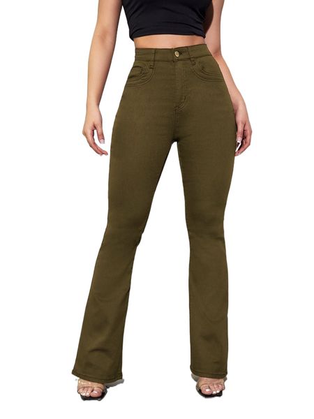 

high waist bleach wash bootcut jeans x4fe#, Blue