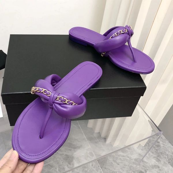 

flat split toe slippers women narrow band metal chain decor sandalias summer ladies outdoor vacation shoes lazy flip flop, Black