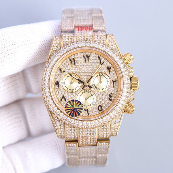 

diamond mens watches 40mm arabic numerals sapphire automatic mechanical watch stainless steel strap waterproof design wristwatches montre de, Slivery;brown