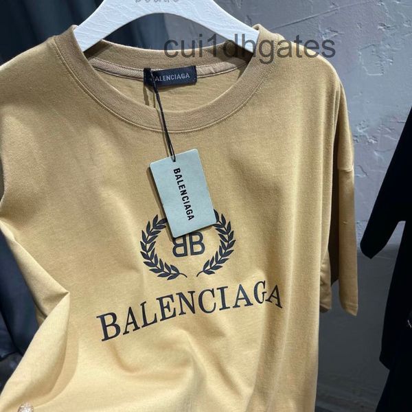 

2022 designer bal t shirt high version paris shi home[classic wheat spike lock]100% cotton short sleeve couple t-shirt student girlfriends, White;black
