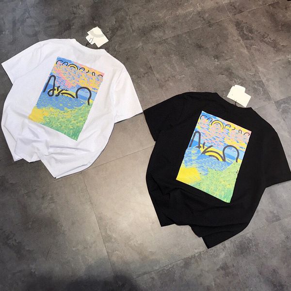 

women's t-shirt designer loe + 21 summer back abstract graffiti print round neck short sleeve couple loose ycwv, White