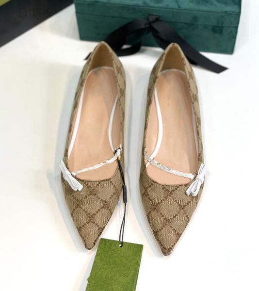 

ballet flats 2023 luxury designer ccs casual shoes bows pointed toe leather soles casual shoe canvas material, Black