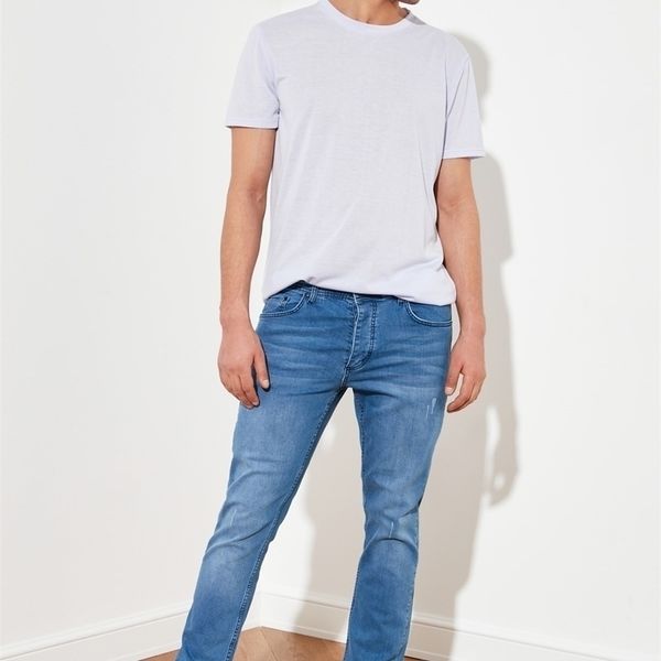 

trendyol men harrow destroylu slim fit jeans tmnss21je0067 220328, Blue