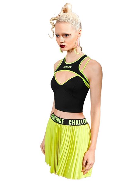 

letter graphic contrast binding cut-out tank crop y4dr#, White