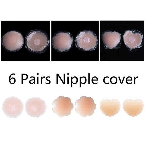 

5pc 6 pairs cool reusable nipple cover self adhesive silicone breast nipple covers bra pad invisible breast petals for party dress y220725