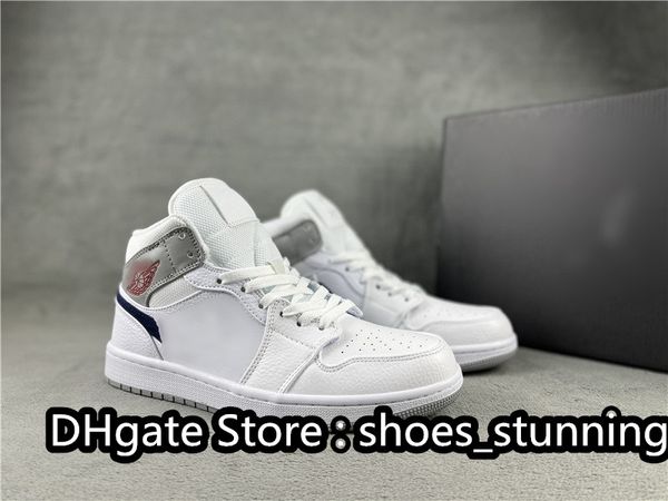 

designer shoes basketball womens jumpman 1 mid white grey black cultural sneakers outdoor trainers size 36-47