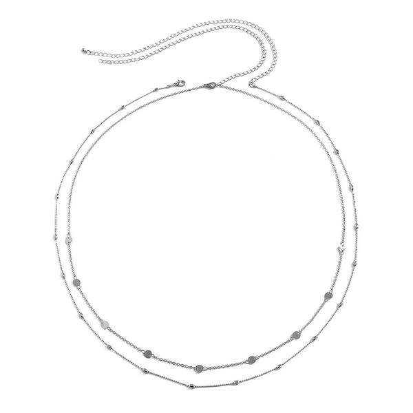 

hip hop metallic sequins belly chains waist-chain set geometric brass bead-chain body chain for women chest body jewelry panties design retr, Silver