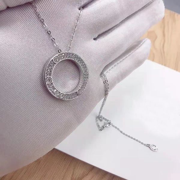 

designer love necklace gold bracelets bracelet long necklaces for women fashion jewelry luxus-halskette luxury pendants lovers chain circle, Silver
