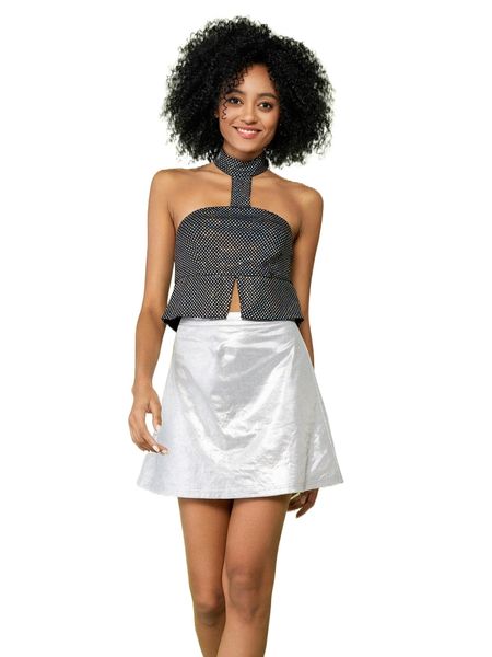 

x love you more zip back halter and glitter skirt set q9ea#, White