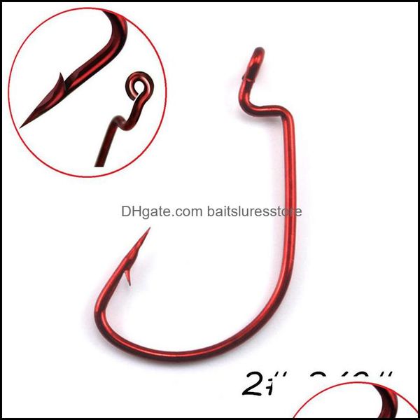 

fishing hooks sports outdoors 200pcs/lot 5 sizes 2-3/0 red nickel crank hook high carbon steel barbed pesca carp tackle kl12 drop delivery
