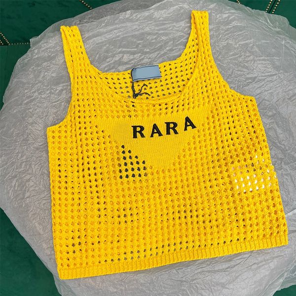 

designer new 2022 women's hollow out letters tank round-neck spaghetti strap short vest casual crop 3 color, White