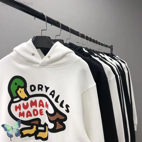 

human made duck print pullover hoodie sweatshirt men's women's casual hoody, Black
