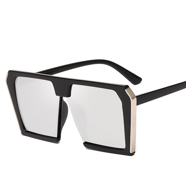 

2022 large frame square thin retro sunglasses women's european and american personality men's sunglasses 05, White;black
