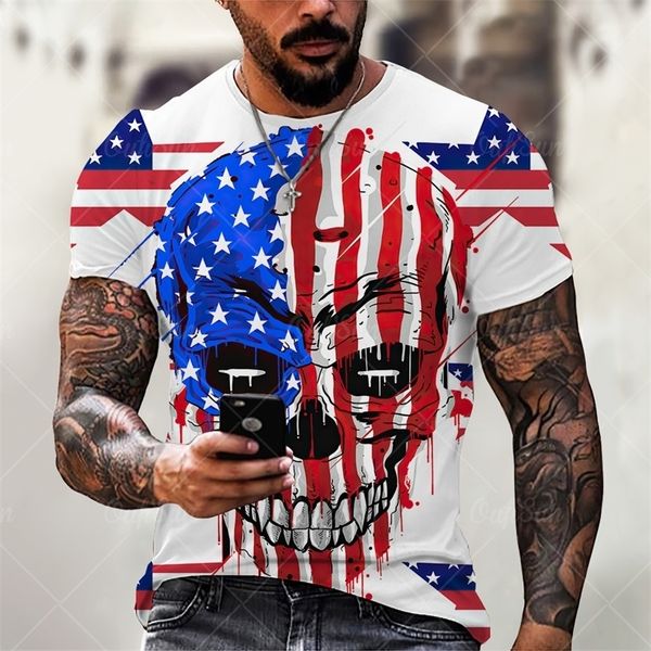 

fashion amercian flag 3d mens oversized tshirt summer oneck short sleeve sports fitness shirt loose breathable streetwear 220607, White;black