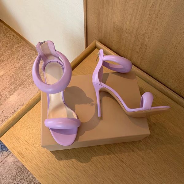 

2022 designer strap with high heels leather sandals women strappy dress shoes high heel, Black