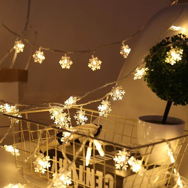 Decorações de Natal Ornamentos de árvores Party Party LED Garland Holiday Snowflakes String Fairy Lights pendurados em casa Winter Fallchristmaschristmas